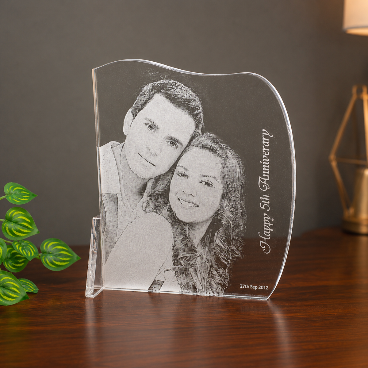 Acrylic Photo Engraved Plaque | 8mm thick | Self Standing Acrylic Sketch