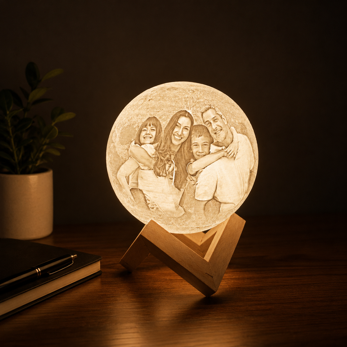Personalized 3D Printed Moon Lamp with Photo (Wired and Wireless with remote)