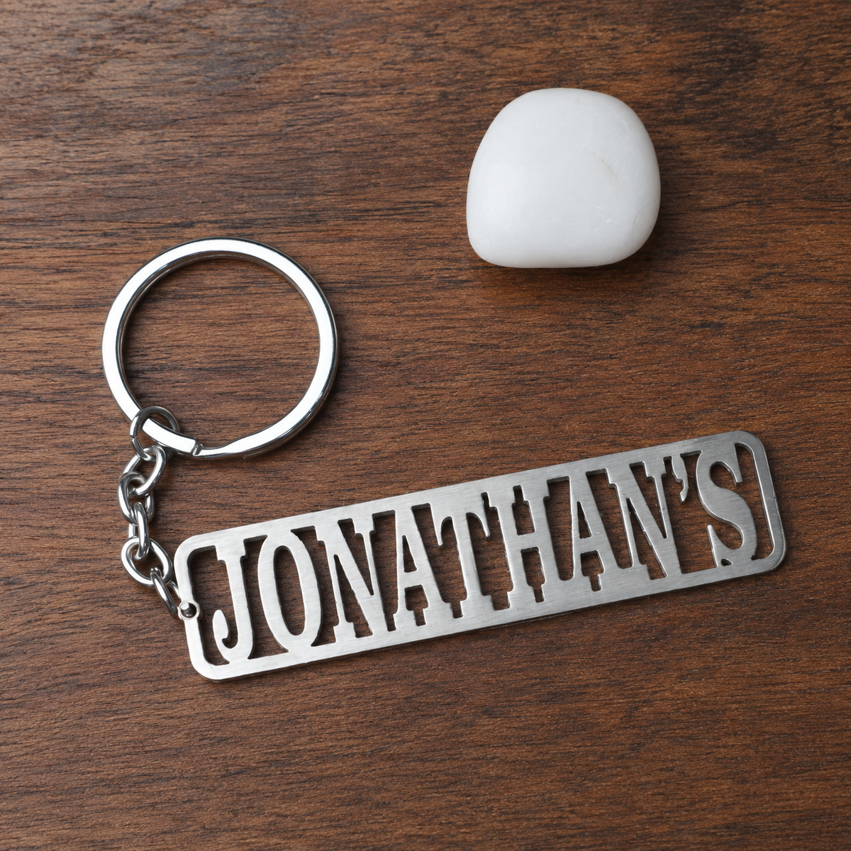 Custom Stainless Steel Name Keychain Rimmed