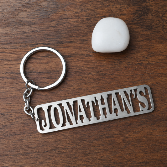 Custom Stainless Steel Name Keychain Rimmed
