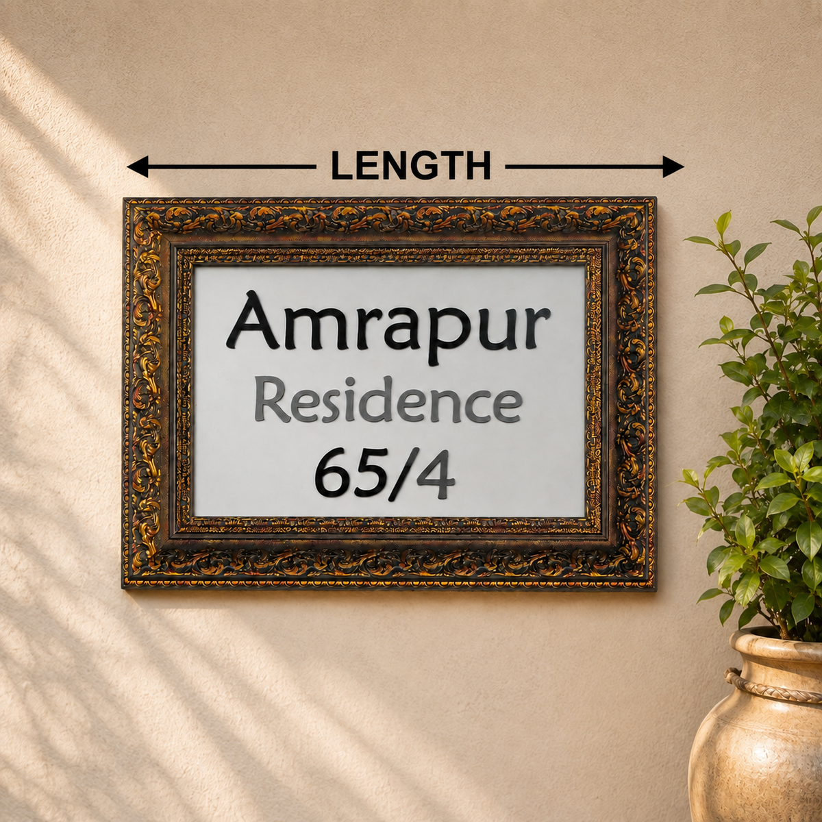Vintage Floral Framed Nameplate | Villa Name Plate